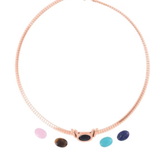 Multi Gemstone 17.50 ctw 5 Interchangeable stone with Choker Necklace - Picture 5 of 6